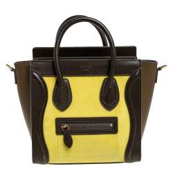 Pre Owned Celine Tri Color Leather and Nubuck Nano Luggage Tote