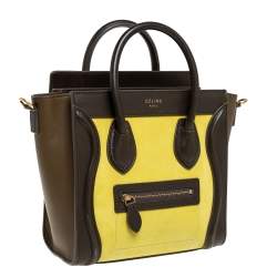 Pre Owned Celine Tri Color Leather and Nubuck Nano Luggage Tote