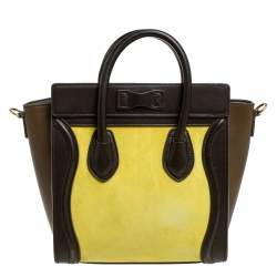 Pre Owned Celine Tri Color Leather and Nubuck Nano Luggage Tote