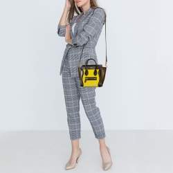 Pre Owned Celine Tri Color Leather and Nubuck Nano Luggage Tote
