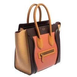 Pre Owned Celine Multicolor Leather Micro Luggage Tote