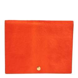Pre Owned Celine Orange/Black Calfhair and Leather Double Flap Clutch