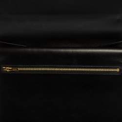 Pre Owned Celine Orange/Black Calfhair and Leather Double Flap Clutch