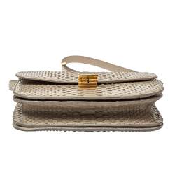 Pre Owned Celine Beige Python Medium Classic Box Shoulder Bag