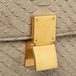 Pre Owned Celine Beige Python Medium Classic Box Shoulder Bag