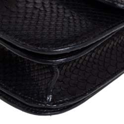 Pre Owned Celine Black Python Medium Classic Box Shoulder Bag