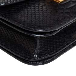 Pre Owned Celine Black Python Medium Classic Box Shoulder Bag