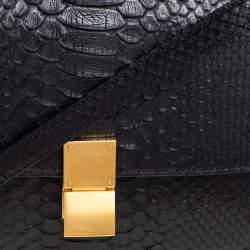 Pre Owned Celine Black Python Medium Classic Box Shoulder Bag