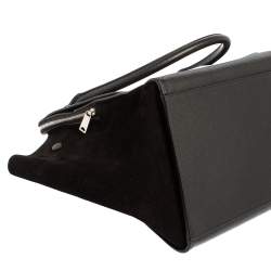 Pre Owned Celine Black Leather and Suede Medium Trapeze Top Handle Bag