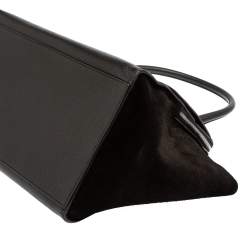 Pre Owned Celine Black Leather and Suede Medium Trapeze Top Handle Bag