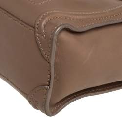 Pre Owned Celine Khaki Leather Nano Luggage Tote