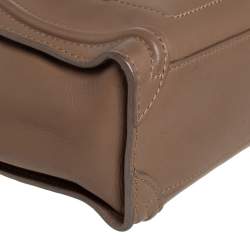 Pre Owned Celine Khaki Leather Nano Luggage Tote