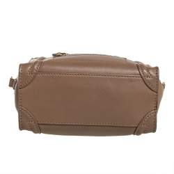 Pre Owned Celine Khaki Leather Nano Luggage Tote