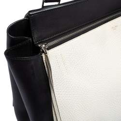 Pre Owned Celine Black/White Leather Medium Edge Top Handle Bag