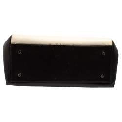 Pre Owned Celine Black/White Leather Medium Edge Top Handle Bag