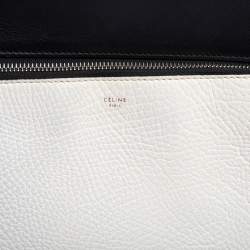 Pre Owned Celine Black/White Leather Medium Edge Top Handle Bag