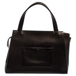 Pre Owned Celine Black/White Leather Medium Edge Top Handle Bag