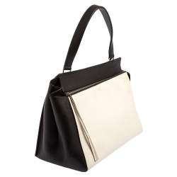 Pre Owned Celine Black/White Leather Medium Edge Top Handle Bag