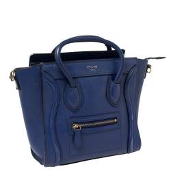 Pre Owned حقيبة يد سيلين نانو لاغيدج جلد أزرق