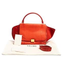 Céline Red Python and Suede Medium Trapeze Top Handle Bag