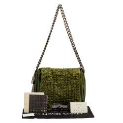 Pre Owned Celine Green Leather Watch Me Flap Shoulder Bag
