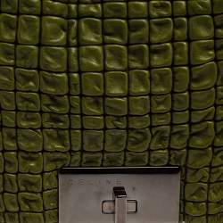 Pre Owned Celine Green Leather Watch Me Flap Shoulder Bag