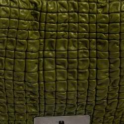 Pre Owned Celine Green Leather Watch Me Flap Shoulder Bag