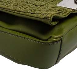 Pre Owned Celine Green Leather Watch Me Flap Shoulder Bag