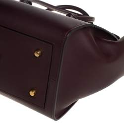 Pre Owned Celine Burgundy Leather Small Tie Tote
