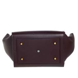 Pre Owned Celine Burgundy Leather Small Tie Tote