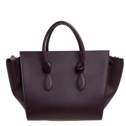 Pre Owned Celine Burgundy Leather Small Tie Tote