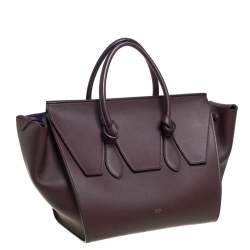 Pre Owned Celine Burgundy Leather Small Tie Tote