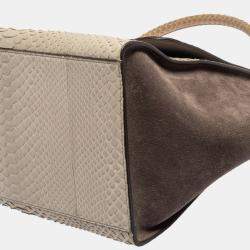 Celine Two Tone Grey Python and Suede Medium Trapeze Top Handle Bag