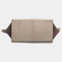 Celine Two Tone Grey Python and Suede Medium Trapeze Top Handle Bag