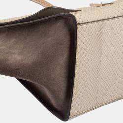 Celine Two Tone Grey Python and Suede Medium Trapeze Top Handle Bag