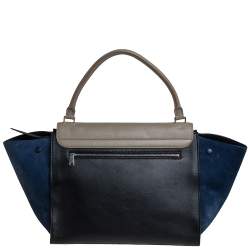 Pre Owned Celine Tricolor Leather and Suede Large Trapeze Top Handle Bag