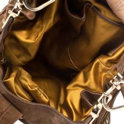 Pre Owned Celine Brown Suede and Leather Fringe Dimitri Shoulder Bag