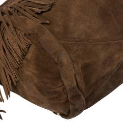 Pre Owned Celine Brown Suede and Leather Fringe Dimitri Shoulder Bag