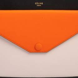 Pre Owned Celine Tri Color Leather Pocket Envelope Clutch