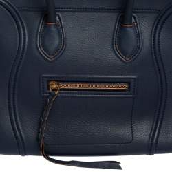 Pre Owned Celine Blue Leather Mini Phantom Luggage Tote