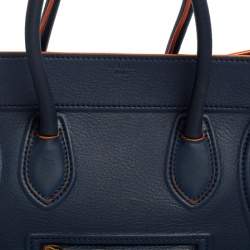 Pre Owned Celine Blue Leather Mini Phantom Luggage Tote