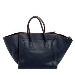 Pre Owned Celine Blue Leather Mini Phantom Luggage Tote