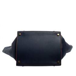 Pre Owned Celine Blue Leather Mini Phantom Luggage Tote