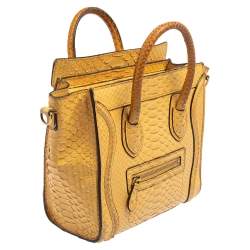 Pre Owned Celine Yellow Python Nano Luggage Tote