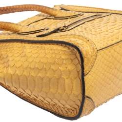 Pre Owned Celine Yellow Python Nano Luggage Tote