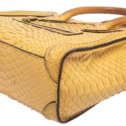 Pre Owned Celine Yellow Python Nano Luggage Tote