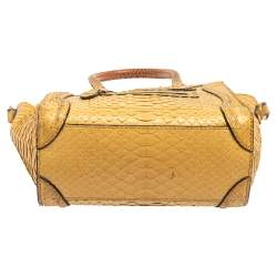 Pre Owned Celine Yellow Python Nano Luggage Tote