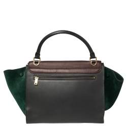 Pre Owned Celine Tri Color Leather and Suede Medium Trapeze Top Handle Bag