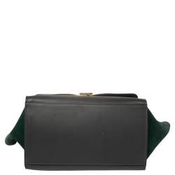 Pre Owned Celine Tri Color Leather and Suede Medium Trapeze Top Handle Bag
