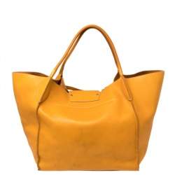 Pre Owned Celine Mustard Leather Large Big Bag 